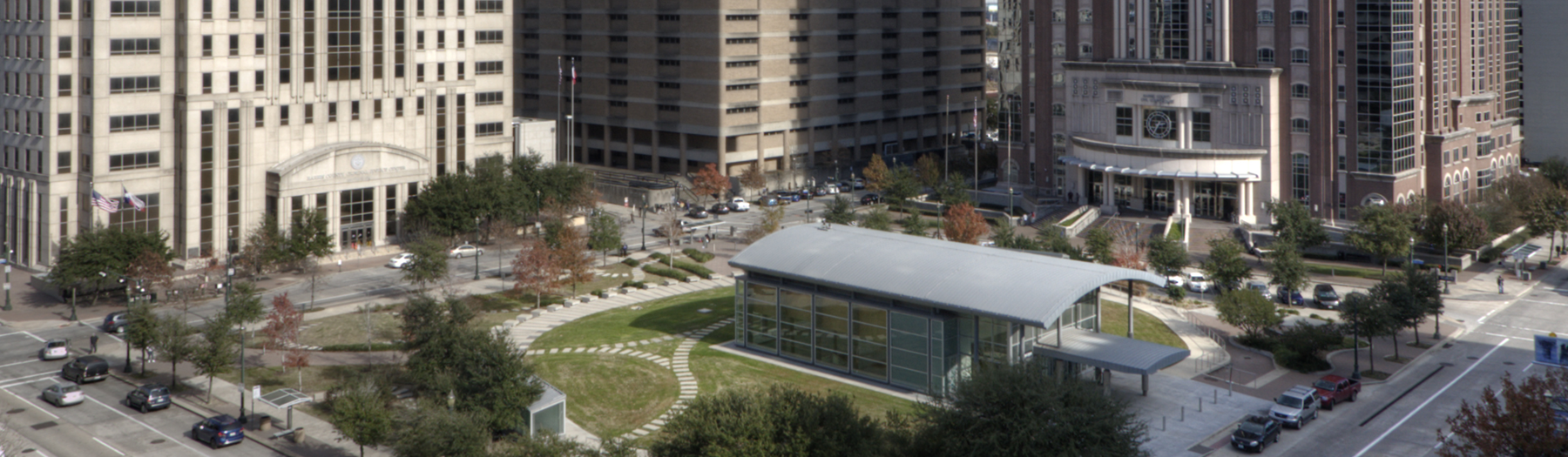 image showing a birds eye view of the harris county courthouse complex