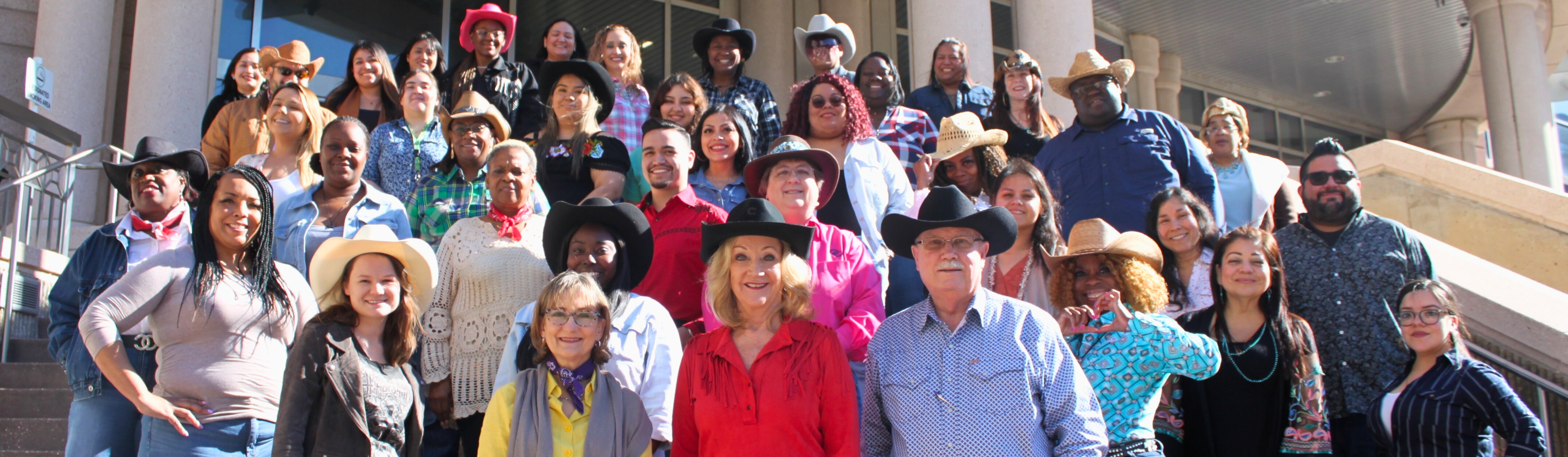  image of District Clerk Marilyn Burgess and team for Go Texan Day. 