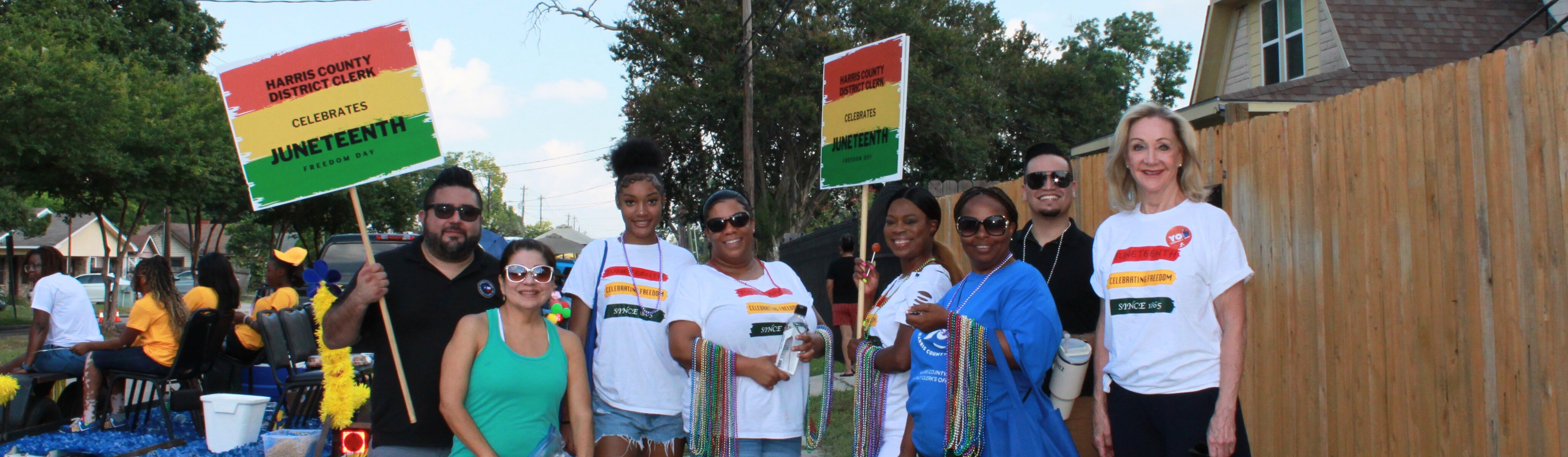 image of District Clerk Marilyn Burgess and team at Juneteenth parade.